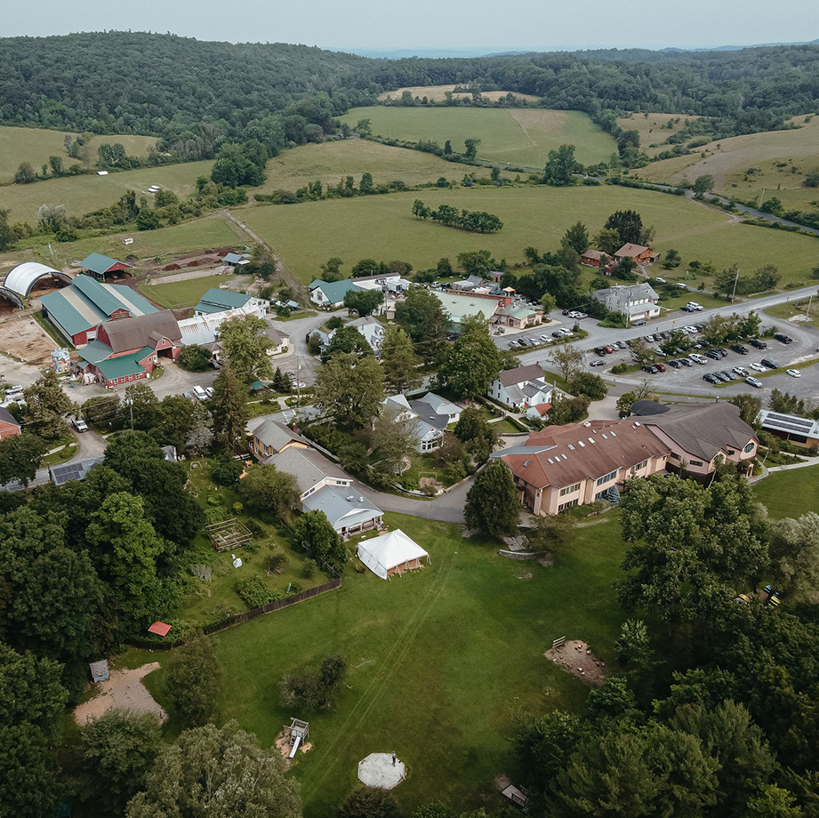 Drone shot of Hawthorne Valley in summer.