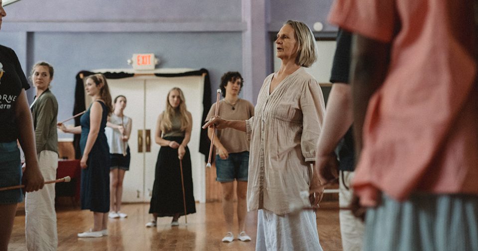 Eurythmy class led by Lynne Stolfo.